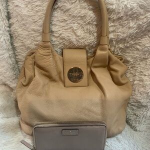 Kate Spade Beige Shoulder Satchel and Free Wallet